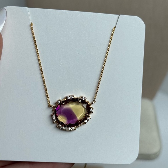 Elegant Gold and Purple Pendant Necklace - Picture 8 of 8